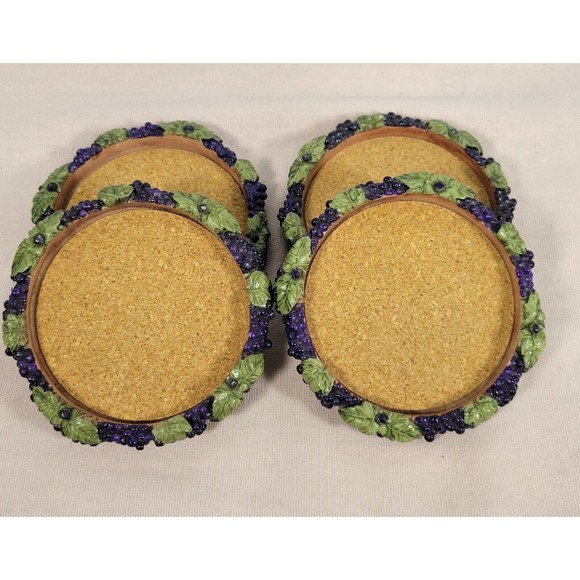 SOMMELIER Grape Expectations Wine , Cork and grapevine 4 Coasters - Picture 2 of 5